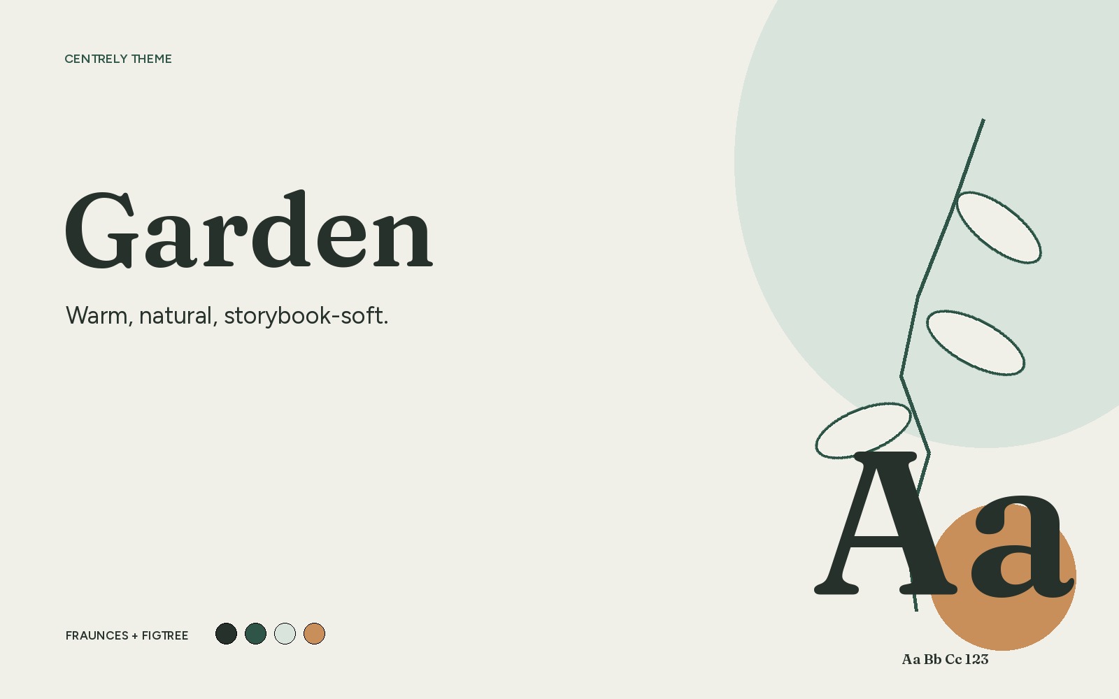 Garden theme typography and colour palette