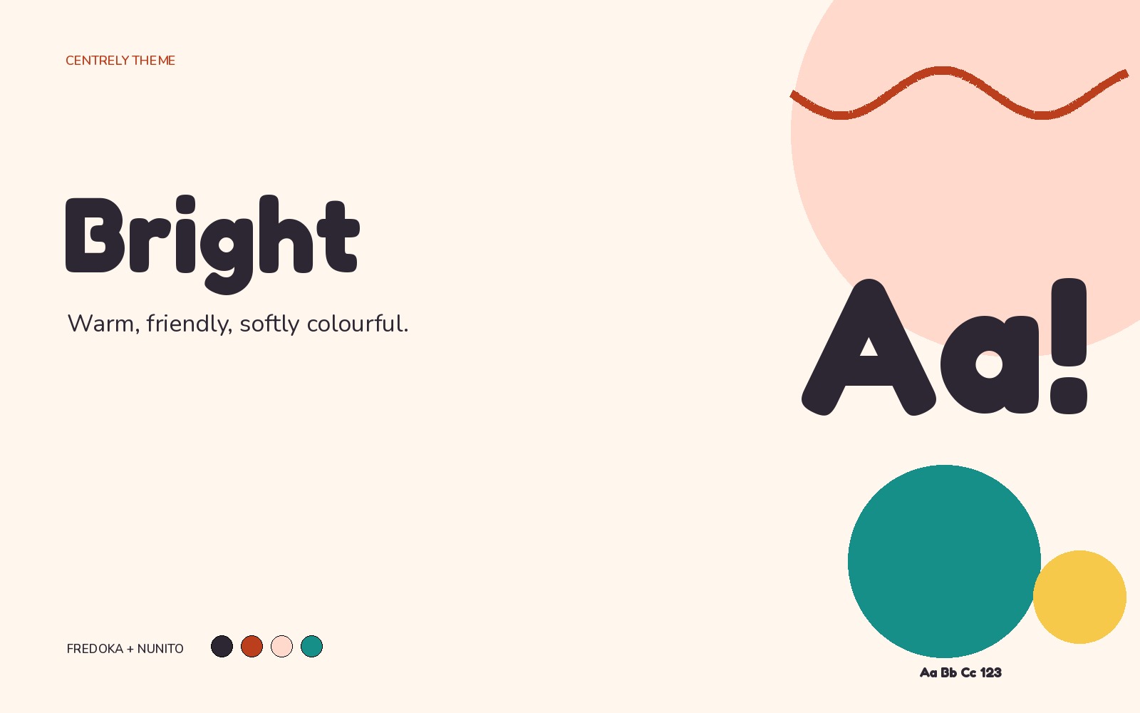 Bright theme typography and colour palette
