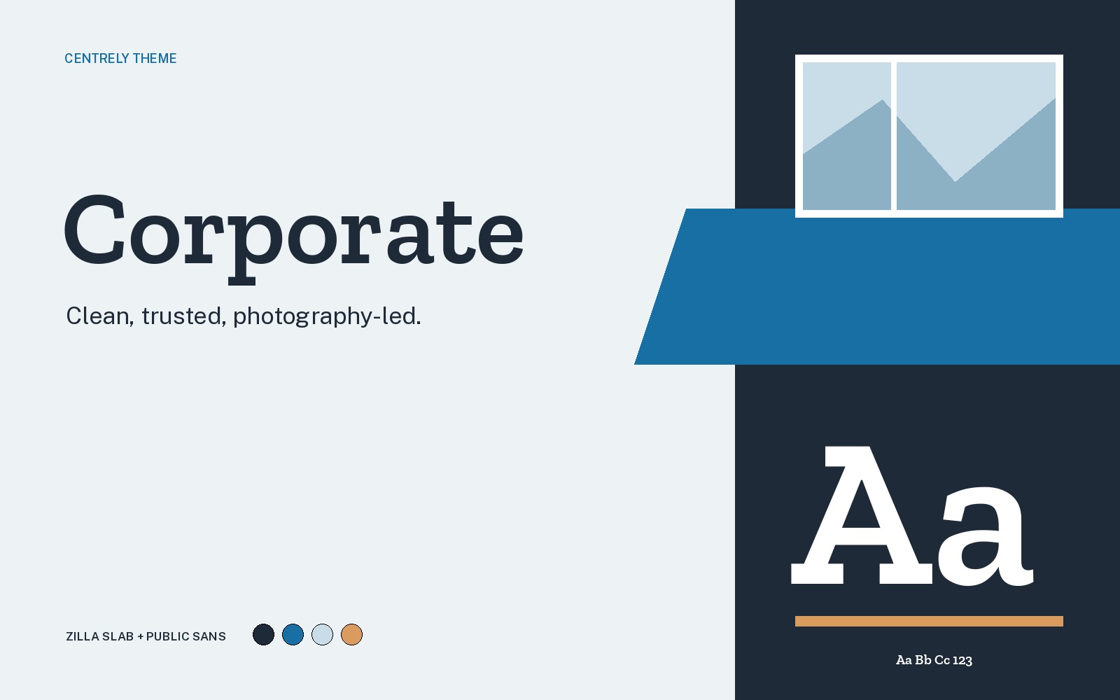 Corporate theme typography and colour palette